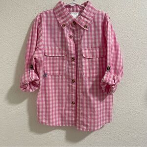 Kids Pink Checkered fishing shirt